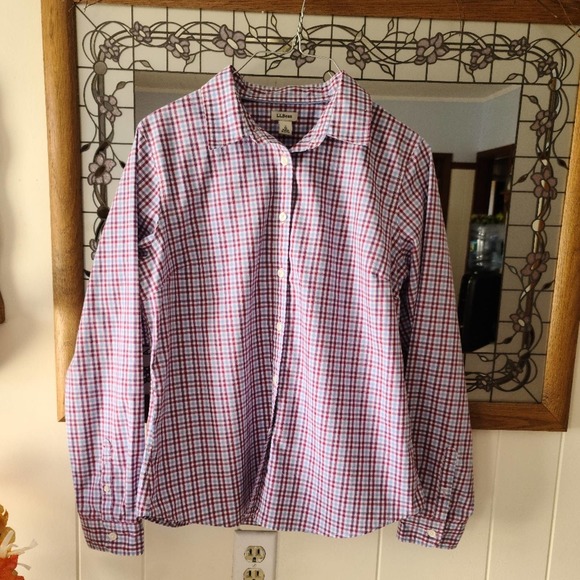 LL Bean multi-colored plaid flannel shirt - Picture 1 of 11